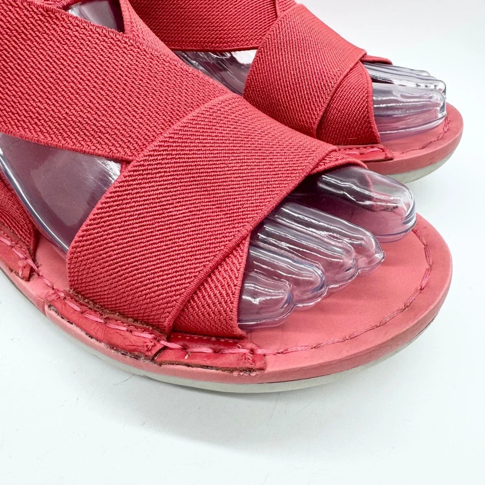 NoSox Athena Strappy Lightweight Elastic Cross Strap Flat Sandals Coral Size‎ 38